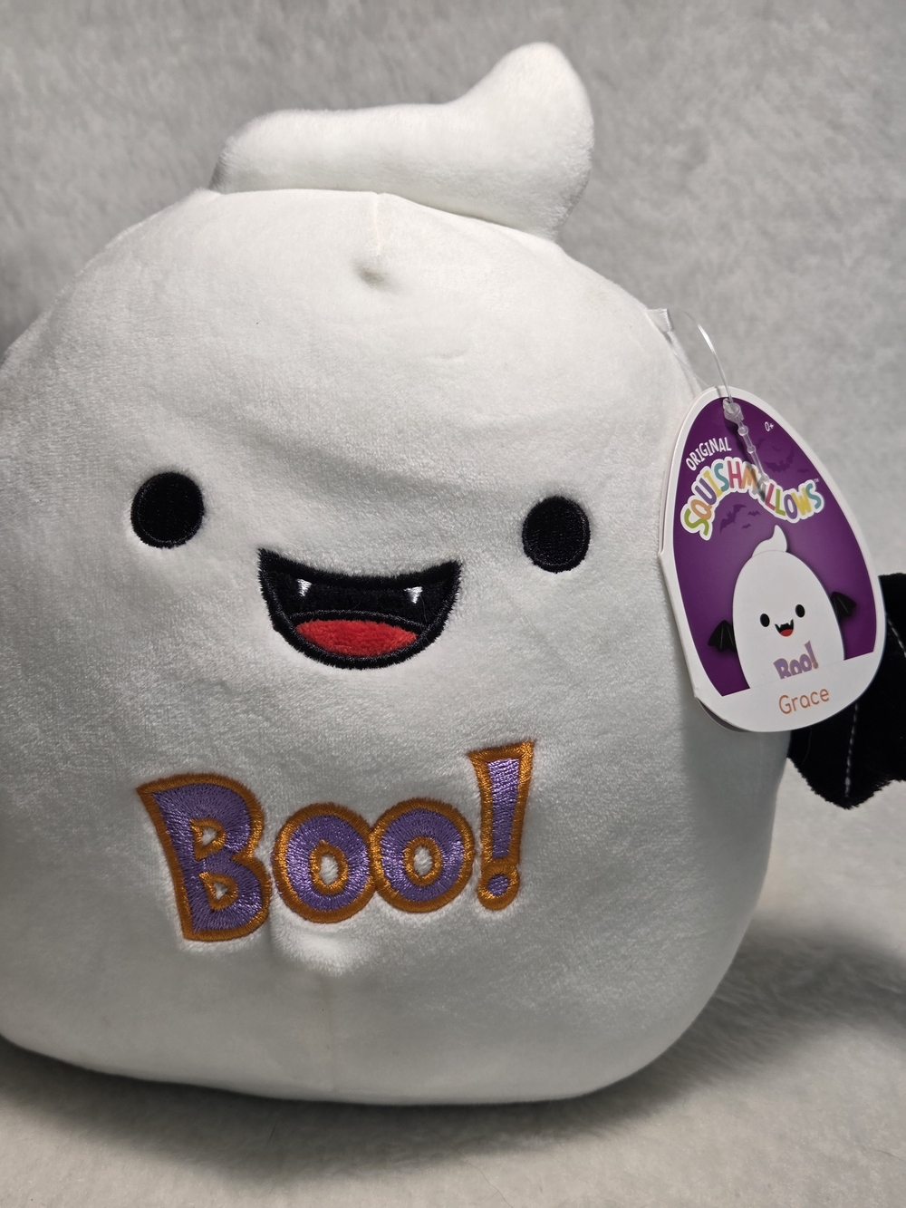 GRACE the Ghost Squishmallows 8" White with Black Wings Halloween Squad Toy